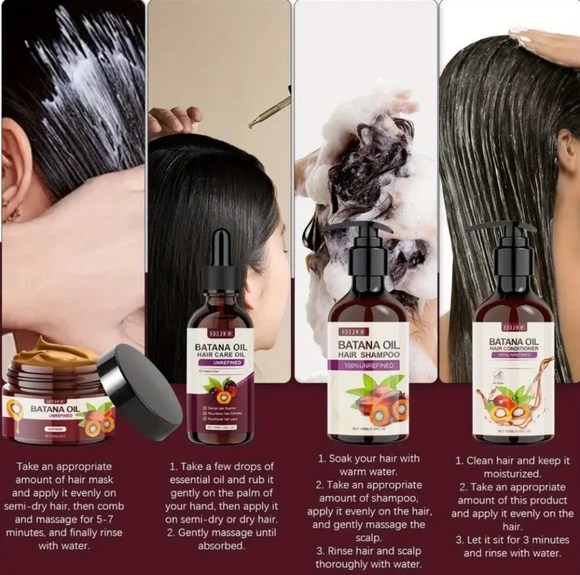 Batana Oil Hair Care Kit - Deep Conditioning Serum, Nourishing Shampoo - Picture 4 of 11